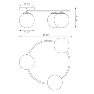 Plafón de techo Buga Moca Ámbar (3 luces)