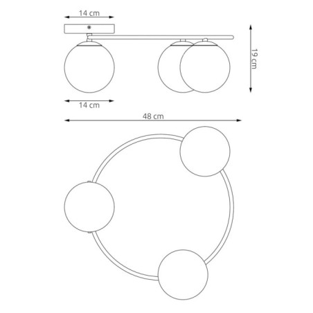 Plafón de techo Buga Moca Ámbar (3 luces)