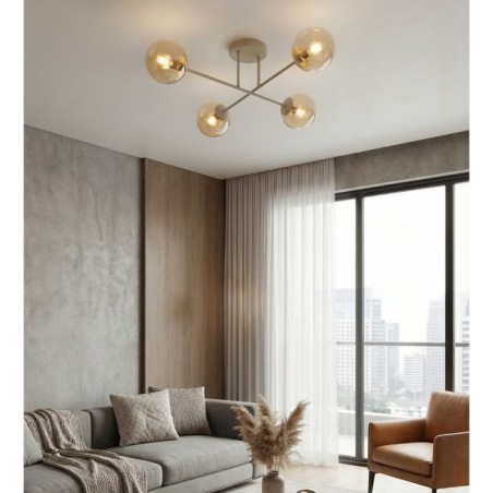 Lámpara de techo Drin Moca Ámbar (4 luces)