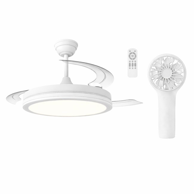 Ventilador LED Night Eco Blanco 48W CCT/Dim + Ventilador de mano