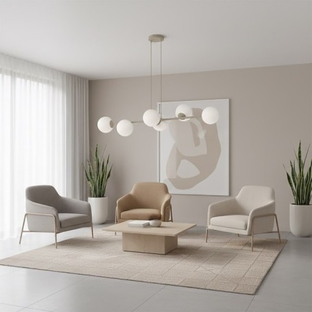 Lámpara colgante Odra Moca Opal (6 luces)