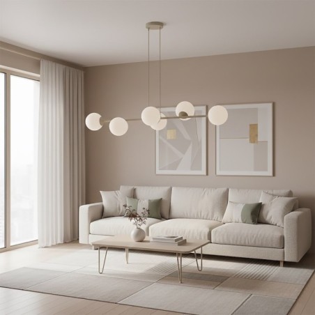 Lámpara colgante Odra Moca Opal (6 luces)