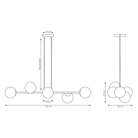 Lámpara colgante Odra Moca Opal (6 luces)