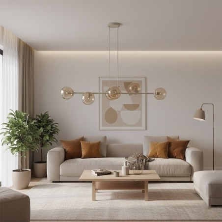 Lámpara colgante Odra Moca Ámbar (6 luces)