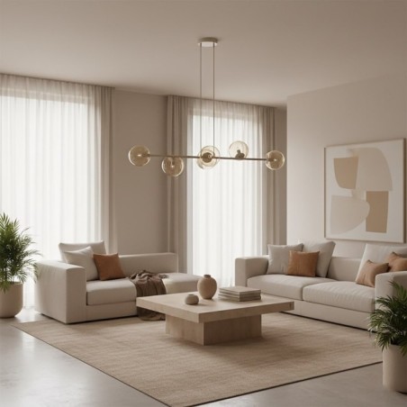 Lámpara colgante Odra Moca Ámbar (6 luces)