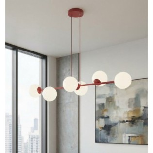 Lámpara colgante Odra Burdeos Opal (6 luces)
