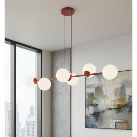 Lámpara colgante Odra Burdeos Opal (6 luces)