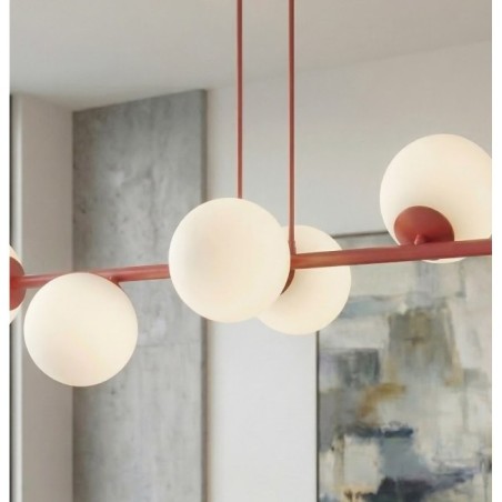 Lámpara colgante Odra Burdeos Opal (6 luces)