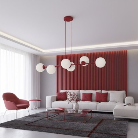Lámpara colgante Odra Burdeos Opal (6 luces)