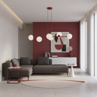 Lámpara colgante Odra Burdeos Opal (6 luces)
