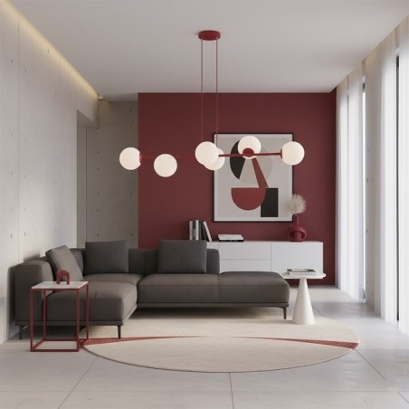 Lámpara colgante Odra Burdeos Opal (6 luces)