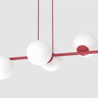 Lámpara colgante Odra Burdeos Opal (6 luces)
