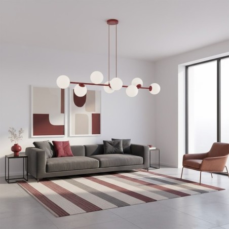 Lámpara colgante Odra Burdeos Opal (8 luces)