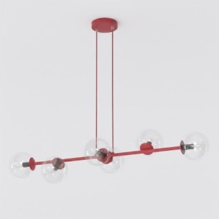 Lámpara colgante Odra Burdeos transparente (6 luces)