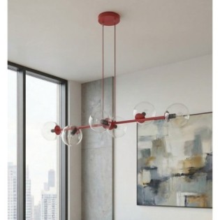 Lámpara colgante Odra Burdeos transparente (6 luces)