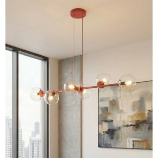 Lámpara colgante Odra Burdeos transparente (6 luces)