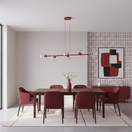Lámpara colgante Odra Burdeos transparente (6 luces)