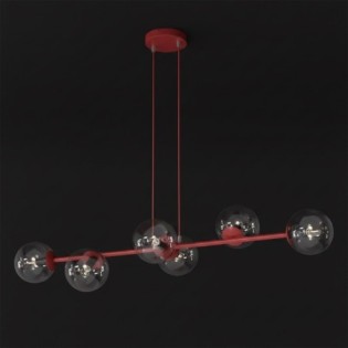 Lámpara colgante Odra Burdeos transparente (6 luces)
