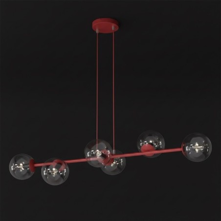 Lámpara colgante Odra Burdeos transparente (6 luces)