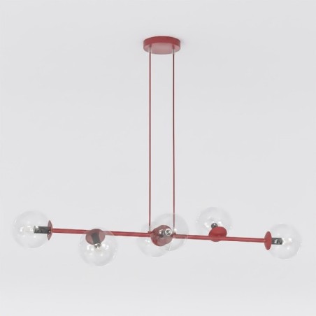 Lámpara colgante Odra Burdeos transparente (6 luces)