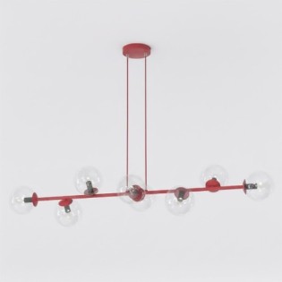 Lámpara colgante Odra Burdeos transparente (8 luces)