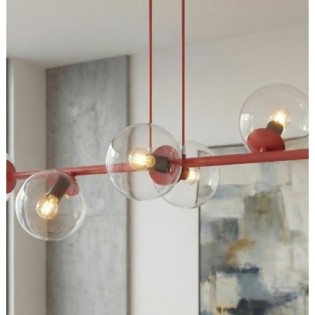 Lámpara colgante Odra Burdeos transparente (8 luces)