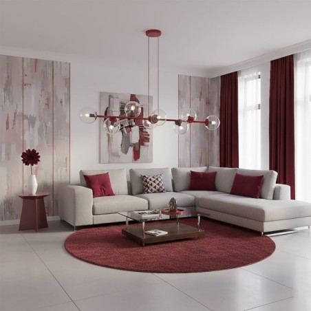 Lámpara colgante Odra Burdeos transparente (8 luces)