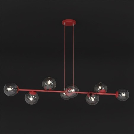 Lámpara colgante Odra Burdeos transparente (8 luces)
