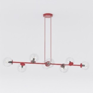 Lámpara colgante Odra Burdeos transparente (8 luces)