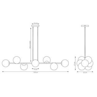 Lámpara colgante Odra Burdeos transparente (8 luces)