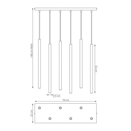 Lámpara colgante Uza Burdeos (6 luces)