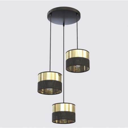 Lámpara colgante Velto II Negro+Oro (3 luces)
