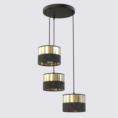 Lámpara colgante Velto II Negro+Oro (3 luces)