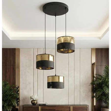 Lámpara colgante Velto II Negro+Oro (3 luces)