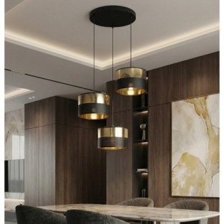 Lámpara colgante Velto II Negro+Oro (3 luces)