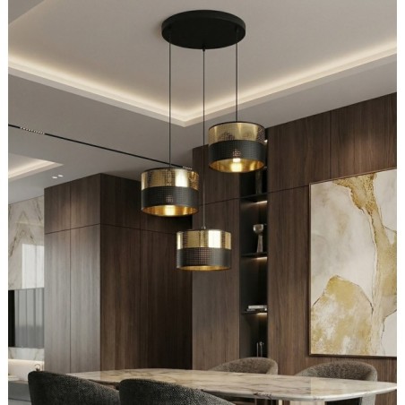 Lámpara colgante Velto II Negro+Oro (3 luces)