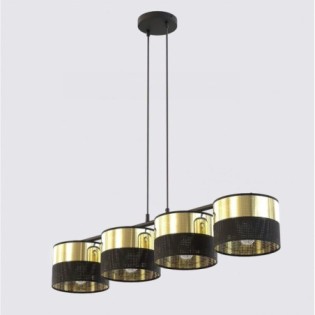 Lámpara colgante Velto Negro+Oro (4 luces)