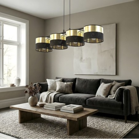 Lámpara colgante Velto Negro+Oro (4 luces)