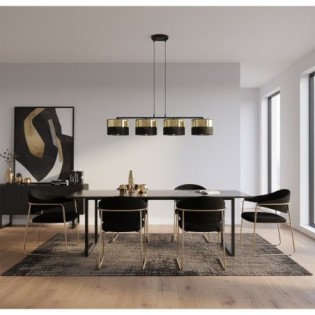 Lámpara colgante Velto Negro+Oro (4 luces)