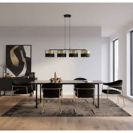 Lámpara colgante Velto Negro+Oro (4 luces)