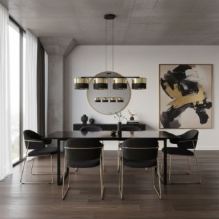 Lámpara colgante Velto Negro+Oro (4 luces)