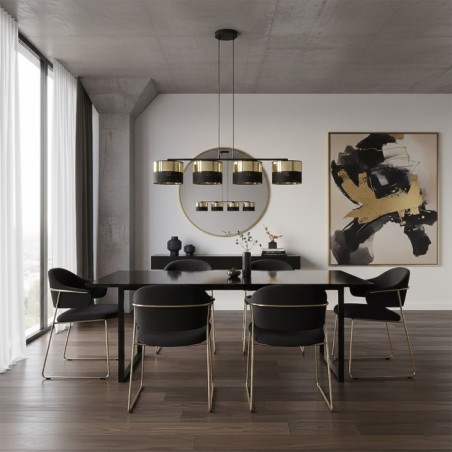 Lámpara colgante Velto Negro+Oro (4 luces)
