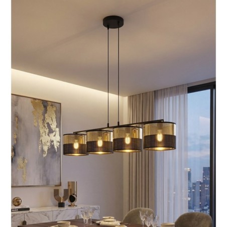 Lámpara colgante Velto Negro+Oro (4 luces)