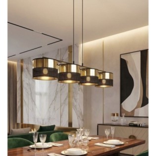 Lámpara colgante Velto Negro+Oro (4 luces)