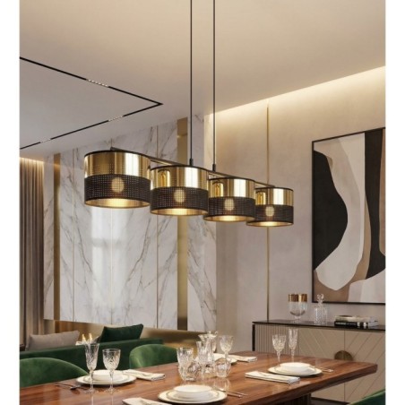 Lámpara colgante Velto Negro+Oro (4 luces)