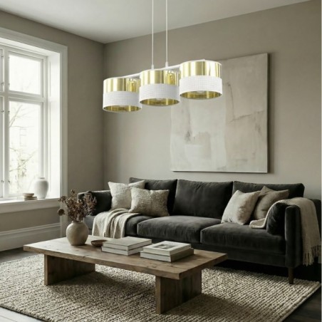 Lámpara colgante Velto Blanco+Oro (3 luces)