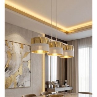 Lámpara colgante Velto Blanco+Oro (3 luces)