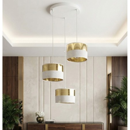 Lámpara colgante Velto II Blanco+Oro (3 luces)