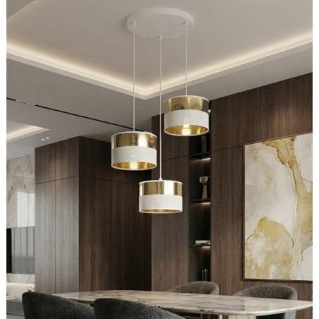Lámpara colgante Velto II Blanco+Oro (3 luces)