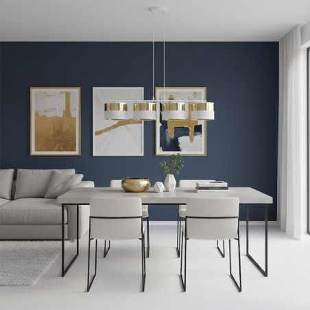 Lámpara colgante Velto Blanco+Oro (4 luces)